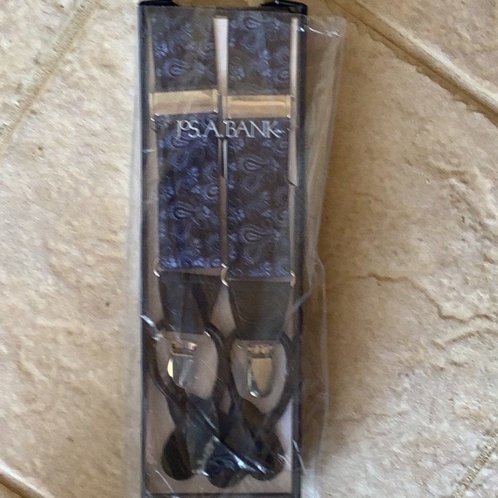Jos.A.Bank Navy Paisley print suspenders.